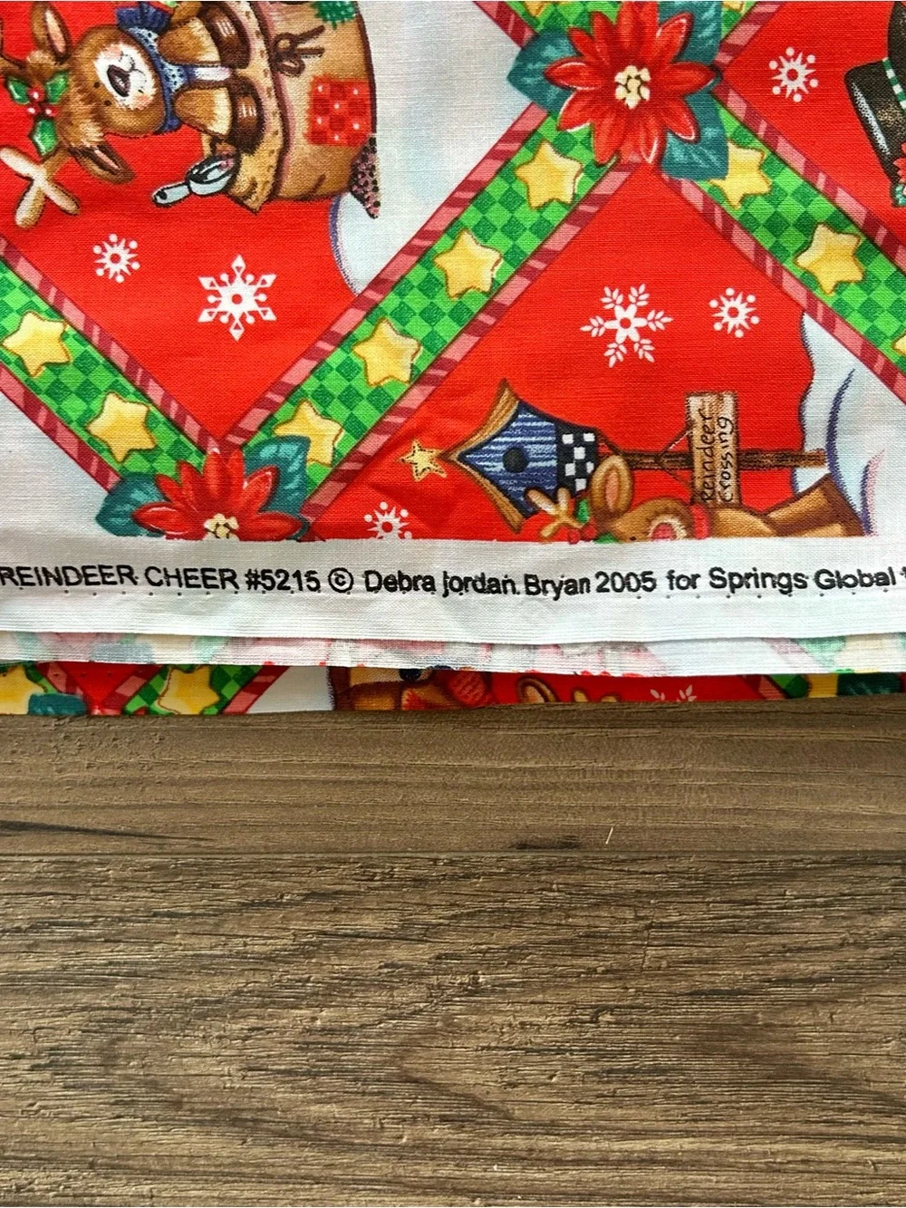 VTG Christmas Fabric Reindeer Cheer By Debra Jordan Bryan Snowman 44”x 7 Yards